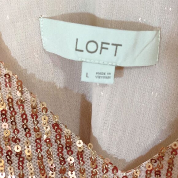 LOFT Sequin Shell – Metallic Champagne Pink – SZ L - Picture 4 of 6